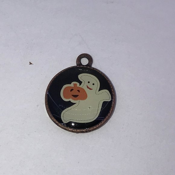 Cute Ghost with Pumpkin Halloween Charm - Picture 3 of 11